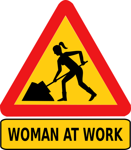 امرأة في العمل علامة الطريق