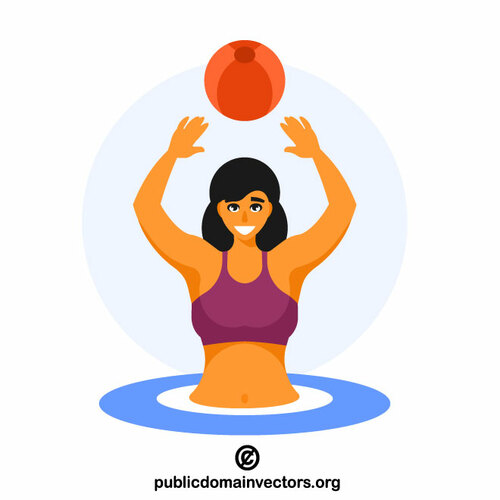 Kobieta bawiąca się piłką w wodzie