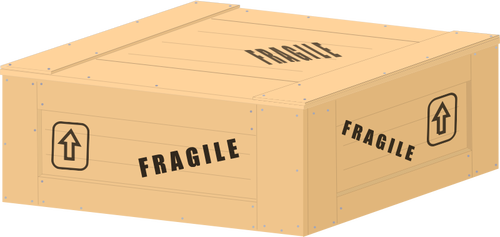 Vector clip art of a low wooden crate with fragile load
