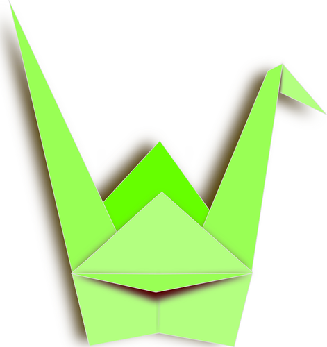 Green paper crane