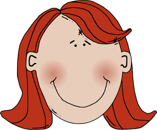 赤い髪を持つ女性のベクトル イラスト漫画し、顔に顔を赤らめた