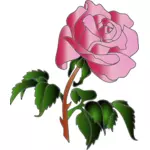 Imagem vetorial de rosa com muitas folhas
