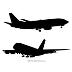 Passagier-Flugzeug-Silhouetten