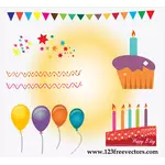Geburtstagstorte und Luftballons