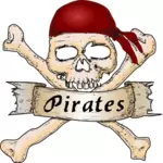 木製海賊頭蓋骨と記号のベクトル イラスト