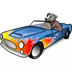 Perro en coche deportivo vector de la imagen