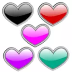 Color glass hearts vector image