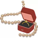 Schmuck-Box und Perlen-Vektor-Bild