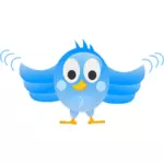 Tweeting oiseau aux ailes répandre large dessin