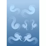 Graphics of round swirls selection on blue background