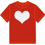 दिल वेक्टर छवि के साथ लाल टी शर्ट