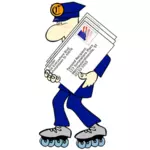 Postman auf Rollerblades Vektor-ClipArt