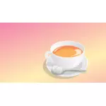 Photorealistic vector graphics of tea serving on orange background