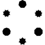Vektorové ilustrace sedmiúhelník, octogon a nonagon silueta obrazů