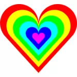 Sex färgade hjärta vektor illustration