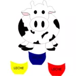 Vektorikuva lehmästä maitopulloilla