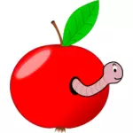 Красное яблоко с червь векторное изображение
