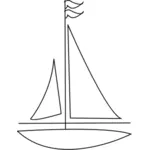 Line vector graphics of sailboat