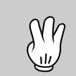 Grafica di bianco a mano con tre dita fino su sfondo grigio