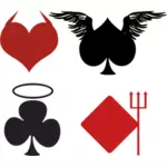 Игральные карты подписывает ангельское и дьявольское векторные иллюстрации