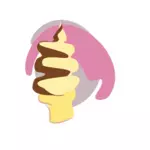 Шоколадное мороженое в конус векторное изображение