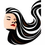 איור וקטורי של אישה יפה עם שיער גלי ארוך
