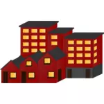 Ilustraţie vectorială a bloc roşu de case si apartamente