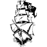 Ilustração em vetor navio pirata