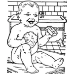 Junge hält einen Soap-Vektor-ClipArt