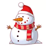 Vektor-Bild der Schneemann mit roter Schal