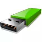 Vector illustraties van draagbare groene USB flash drive