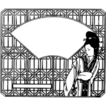Chinesische Dame Frame-Vektor-illustration