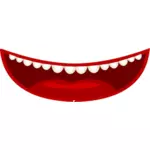 Vector tekening van cartoon stijl rode mond met witte tanden