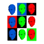 Einfache Gesicht in verschiedenen Farben-Vektor-Bild