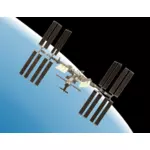 Estación espacial internacional con la ilustración del vector de tierra