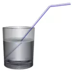 Bicchiere d'acqua con immagine vettoriale paglia