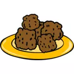 Vector illustration of meatballs on a plate hand-drawn