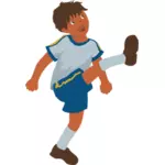Векторное изображение молодой мальчик играет в футбол