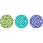 Drei bunte Muster Kreise Vektor-illustration