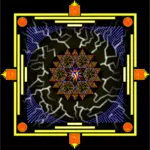 Vektor-Bild, gelb, blau und orange Mandala Design