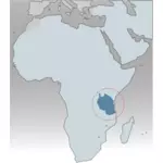 Tanzania kółkiem na mapie Afryki wektorowa