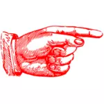 Apontando a mão em vermelho