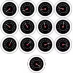 Vector illustration of speedometer dials selection