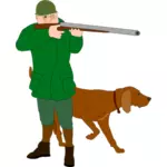 Hunter met geur hound dog vectorillustratie