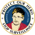 Skydda vår hjälte etikett mot NSA vektor illustration