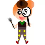 Hombre de dibujos animados con el cepillo y lazo