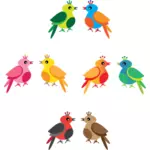 Vector illustration of colorful birds