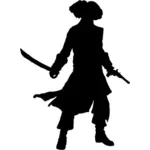 Pirate avec la silhouette de pistolet et l'épée