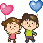 Chlapec a dívka s balónky srdce