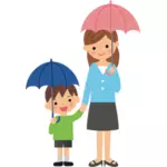 माँ के साथ छाता